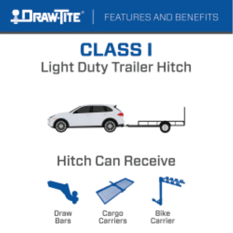 Draw-Tite Class 1 Trailer Hitch, 1-1/4 Inch Square Receiver, Black Model 25012 - Image 5