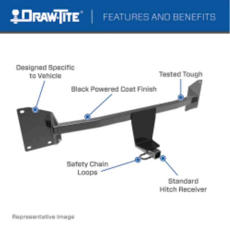 Draw-Tite Class 1 Trailer Hitch, 1-1/4 Inch Square Receiver, Black Model 25014 - Image 3