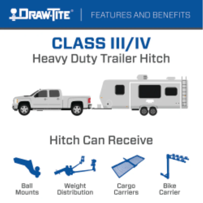 Draw-Tite Class 3 Trailer Hitch, 2 Inch Square Receiver, Black Model 76652 - Image 4