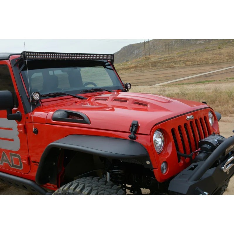 DV8 Offroad 2007-2018 Jeep Wrangler Heat Dispersion Hood Model HDMB07-02 - Image 4