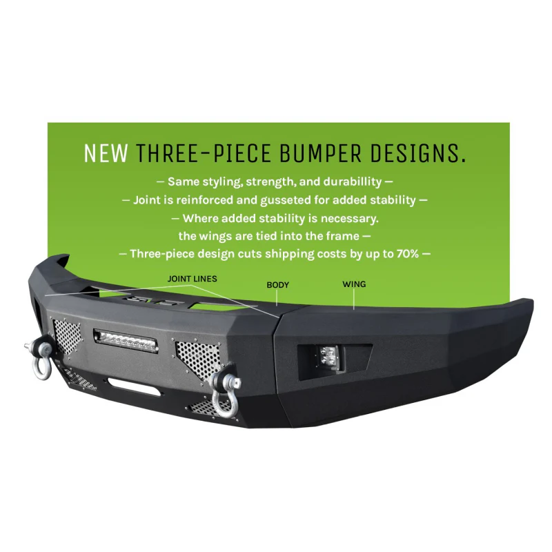 DV8 Offroad 2017-2021 Ford F-250 Super Duty Steel Front Bumper Model FBFF2-03 - Image 5