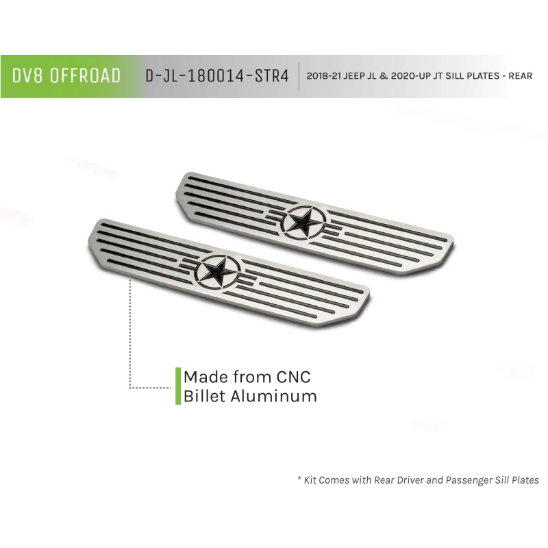 DV8 Offroad 2018-2025 Jeep Wrangler JLU Gladiator JT 4-Door Sill Plates Rear Door only Model D-JL-180014-SIL4 - Image 5