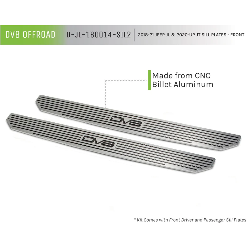 DV8 Offroad 2020-2025 Jeep Wrangler JL JLU Gladiator JT Front ONLY Sill Pllates Model D-JL-180014-SIL2 - Image 7