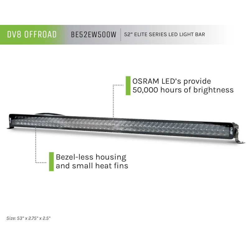 DV8 Offroad 52-Inch Elite Series Led Light Bar Model BE52EW500W - Image 2