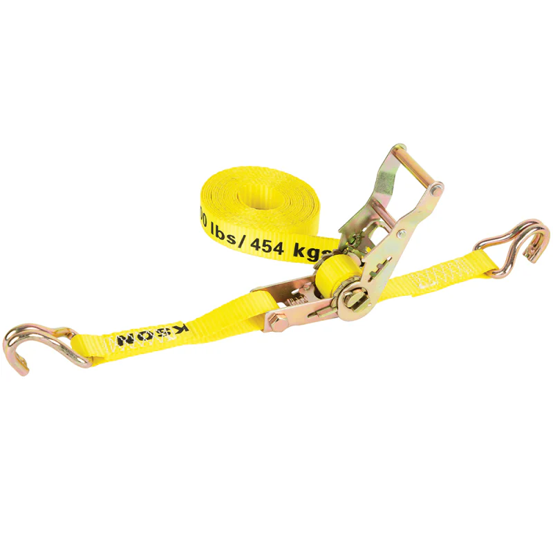 Erickson Manufacturing 1 In X 15Ft 3000Lb Ratchet Strap With Double J-Hooks Yellow Model 51316