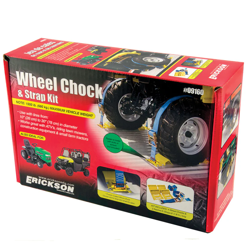 Erickson Manufacturing 2 In X 7.5Ft 4500Lb E-Track ATV Wheel Chock and Strap Kit Model 09160