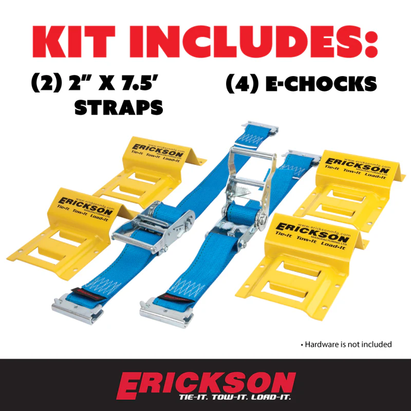 Erickson Manufacturing 2 In X 7.5Ft 4500Lb E-Track ATV Wheel Chock and Strap Kit Model 09160 - Image 3