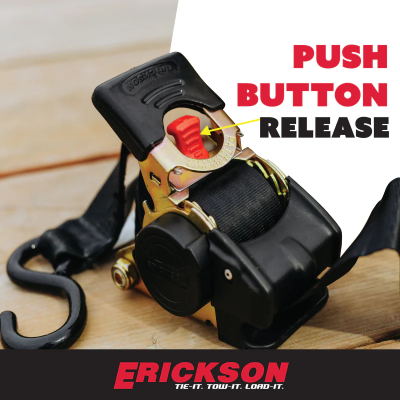 Erickson Manufacturing 2 Pack 2 In X 10Ft 3300Lb Retractable Ratchet Tie Downs Black Model 34416 - Image 3