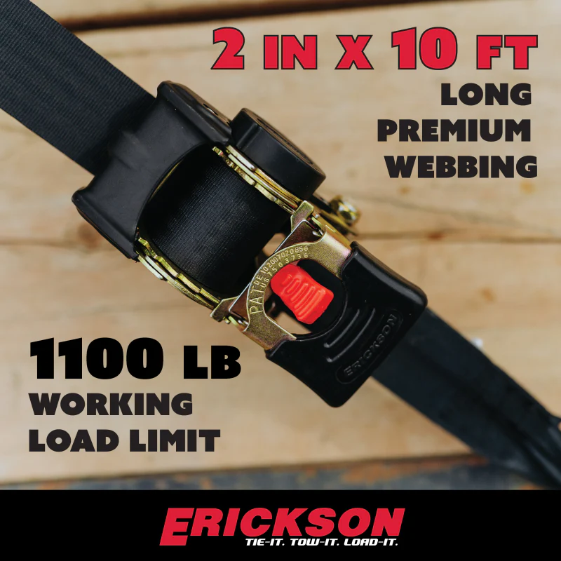 Erickson Manufacturing 2 Pack 2 In X 10Ft 3300Lb Retractable Ratchet Tie Downs Black Model 34416 - Image 5