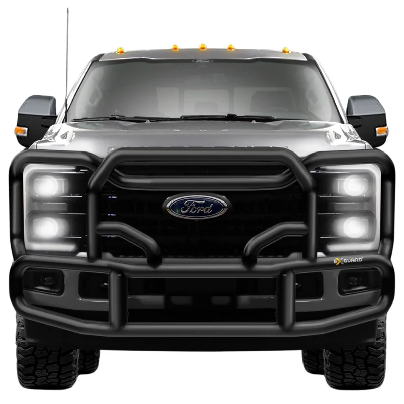Ex-Guard Kit Extreme-Duty Full-Height Coverage Black Grille Guard Kit w/ Mounting Bracket and Tow Hooks Model FX-50BG3-FD2517-MB-17FX-FD25-TH