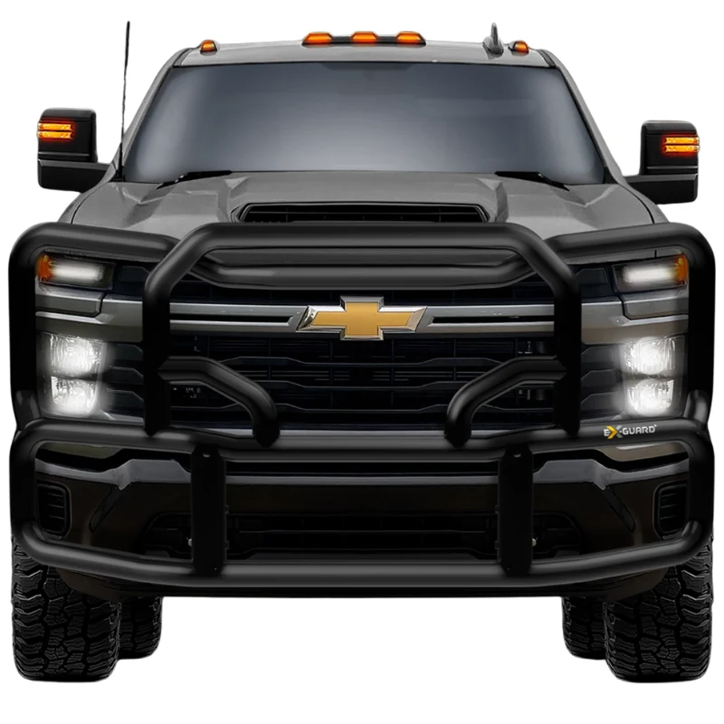 Ex-Guard Kit Extreme-Duty Full-Height Coverage Black Grille Guard Kit w/ Mounting Bracket and Tow Hooks Model FX-50BG3-GM2320-MB-20FX-GM23-TH
