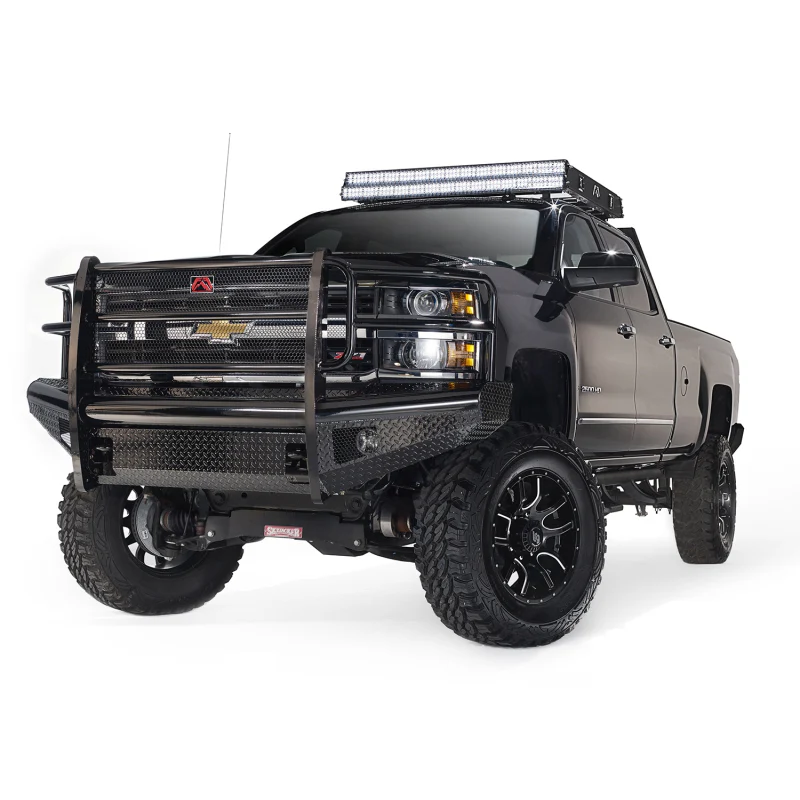 Fab Fours Black Steel Front Ranch Bumper w/ Grille Guard Model CH08-S2060-1