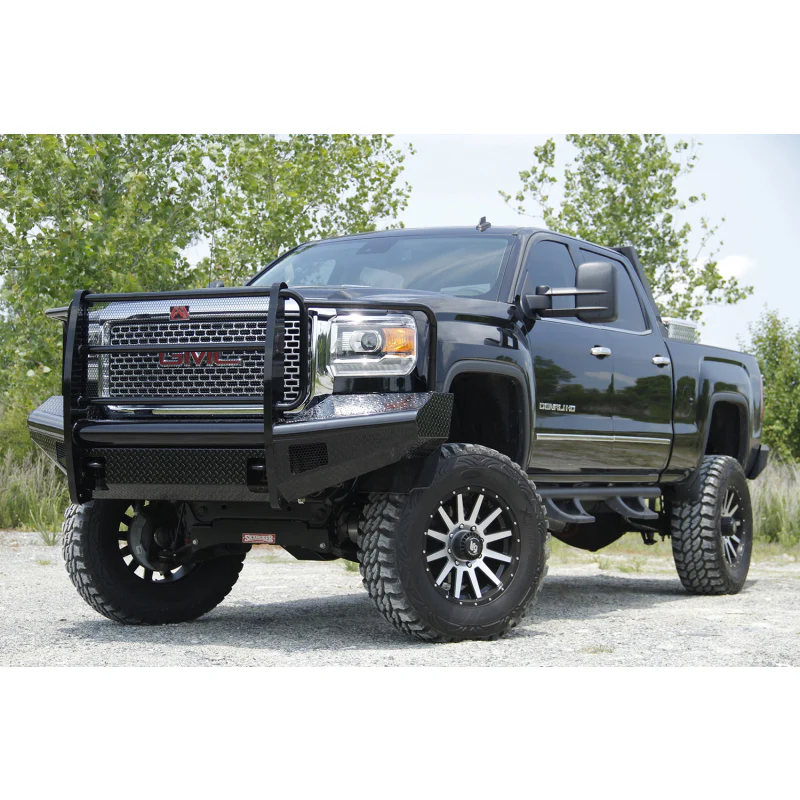 Fab Fours Black Steel Front Ranch Bumper w/ Grille Guard Model GM14-S3160-1