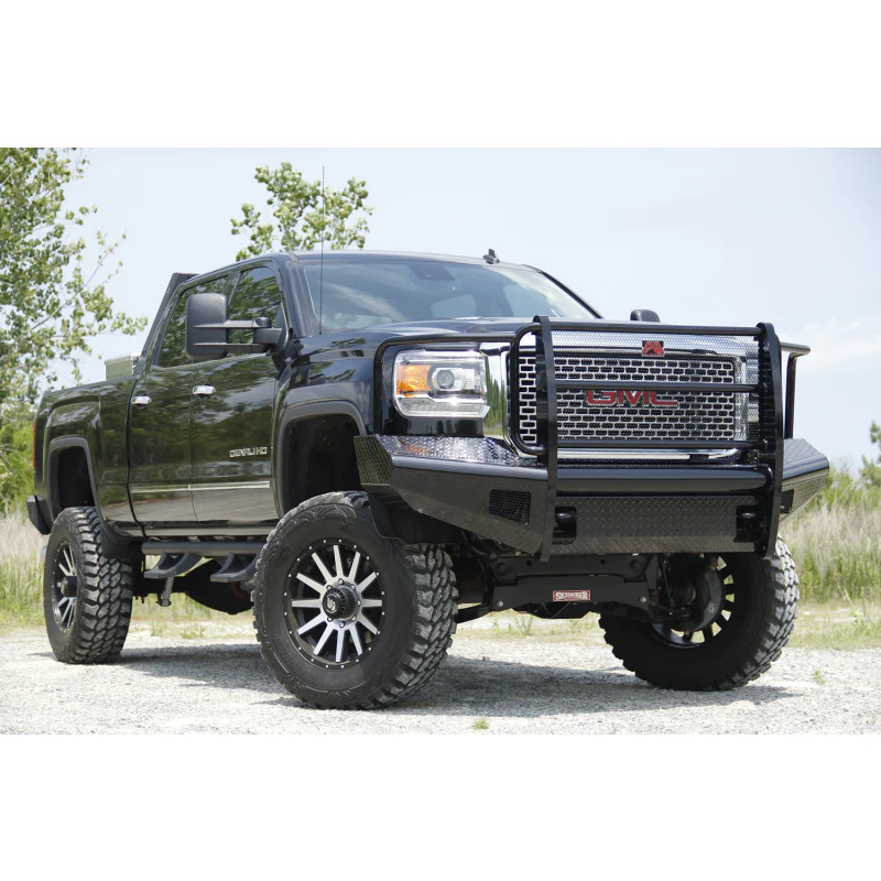 Fab Fours Black Steel Front Ranch Bumper w/ Grille Guard Model GM14-S3160-1 - Image 3