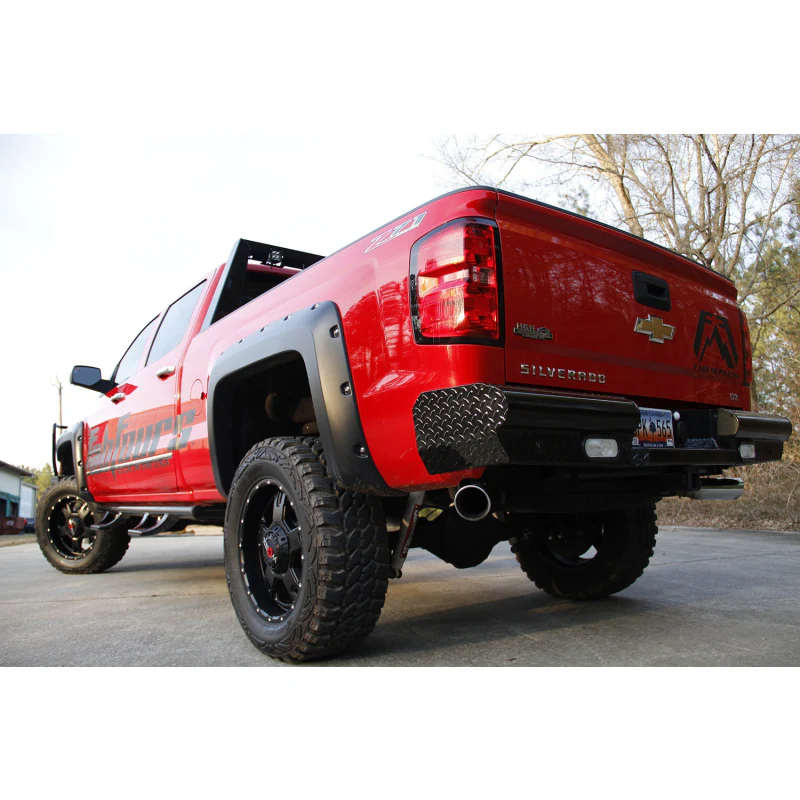 Fab Fours Black Steel Ranch Rear Bumper Model CH14-T3050-1