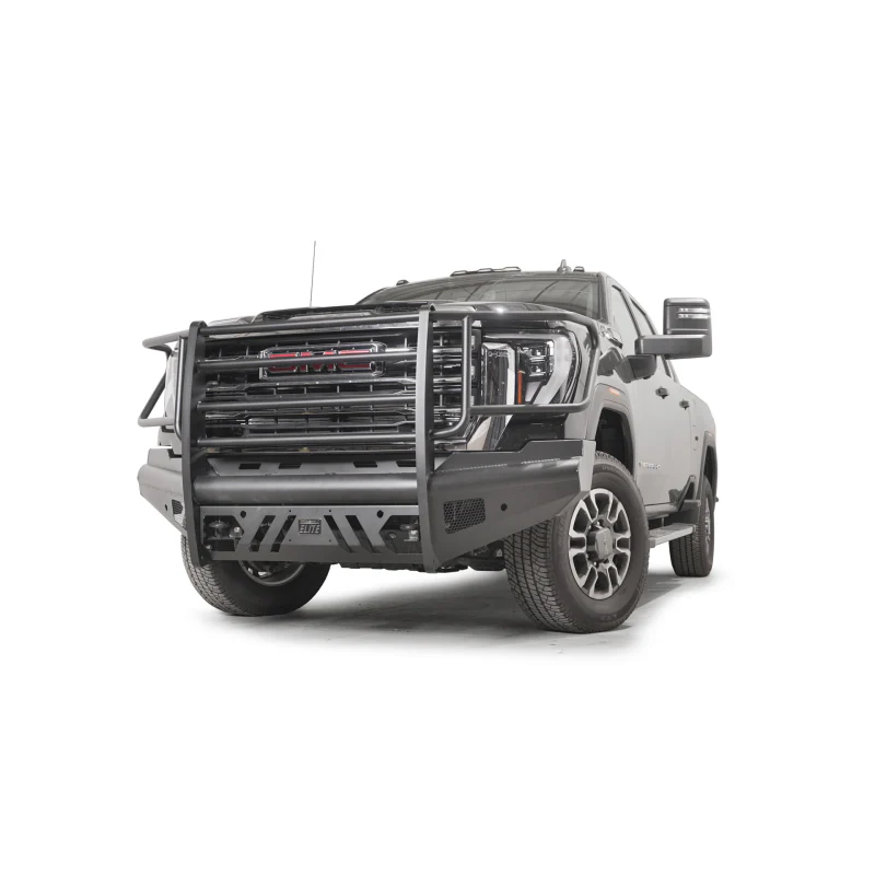 Fab Fours Elite Front Bumper w/ Full Guard Black Steel w/ Sensor Incl. Tow Hooks Model GM24-Q6260-1