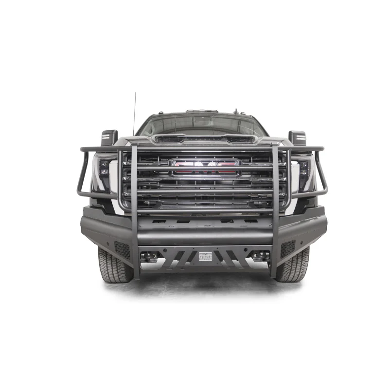 Fab Fours Elite Front Bumper w/ Full Guard Black Steel w/ Sensor Incl. Tow Hooks Model GM24-Q6260-1 - Image 2