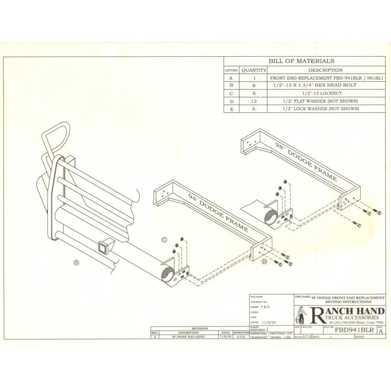 Ranch Hand Legend Series Front Bumper W/ Grille Guard Fits Select 94-02 Dodge/Ram 1500/2500/3500 Model FBD941BLR - Image 6