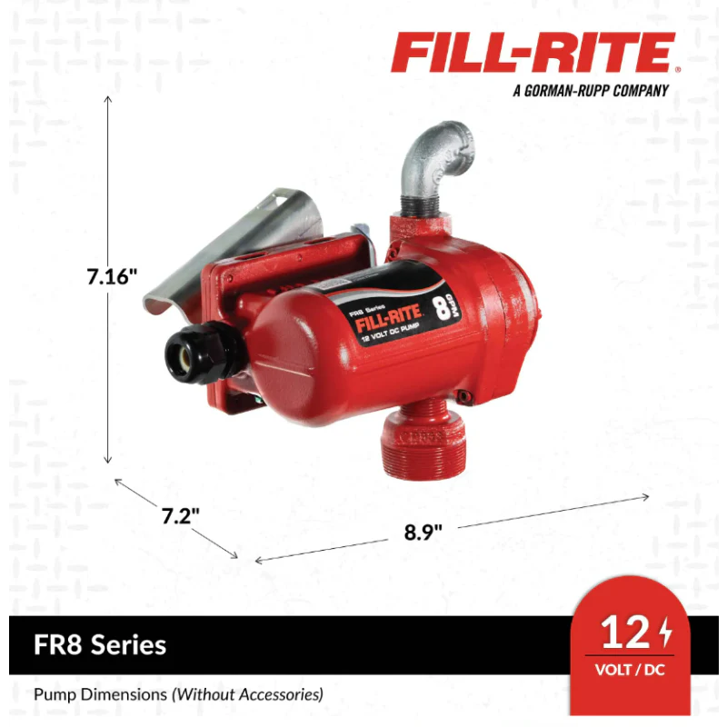 Fill-Rite 8 GPM 12V DC Transfer Tank Pump with Nozzle Model FR8 - Image 8