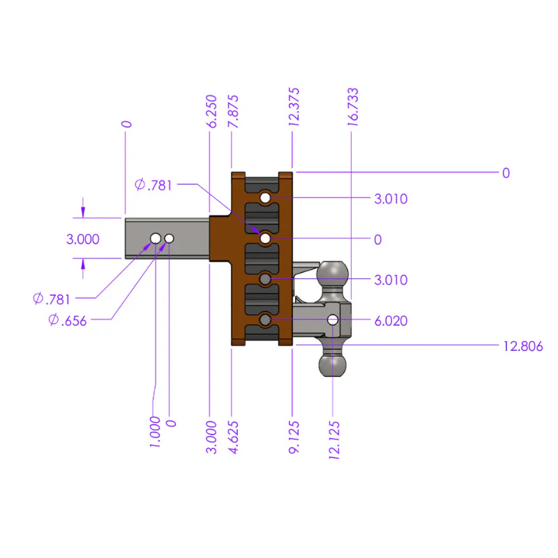 GEN-Y MEGA-DUTY 2.5" Offset Shank 3" Rise, 9" Drop 3.5K TW 32K Hitch & GH-0161 Dual-Ball Model GH-1915 - Image 5
