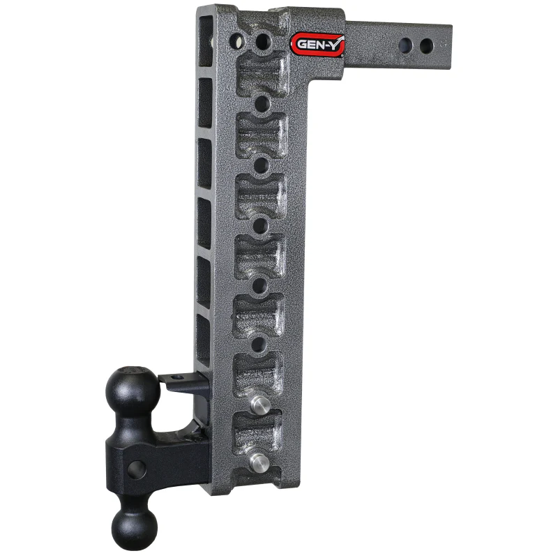 Gen-Y MEGA-DUTY 2" Shank 17.5" Drop 2K TW 16K Hitch Dual-Ball Pintle Lock & Stabilizer Model GH-528