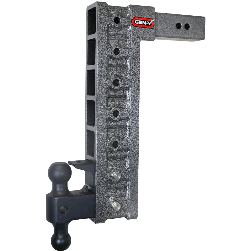 Gen-Y MEGA-DUTY 2.5" Shank 18" Drop 3K TW 21K Hitch Dual-Ball Pintle Lock & Stabilizer Model GH-627