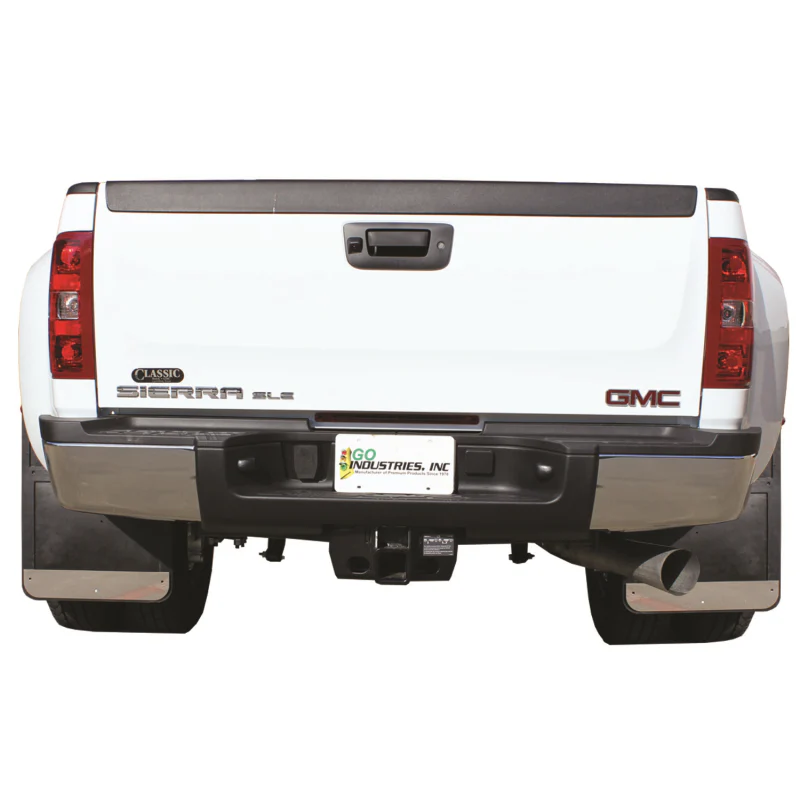 Go Industries Dually Mud Flap Set - Stainless Steel Set - Includes Flaps, Brackets, Stainless Weights and Stiffeners Model S70736SET
