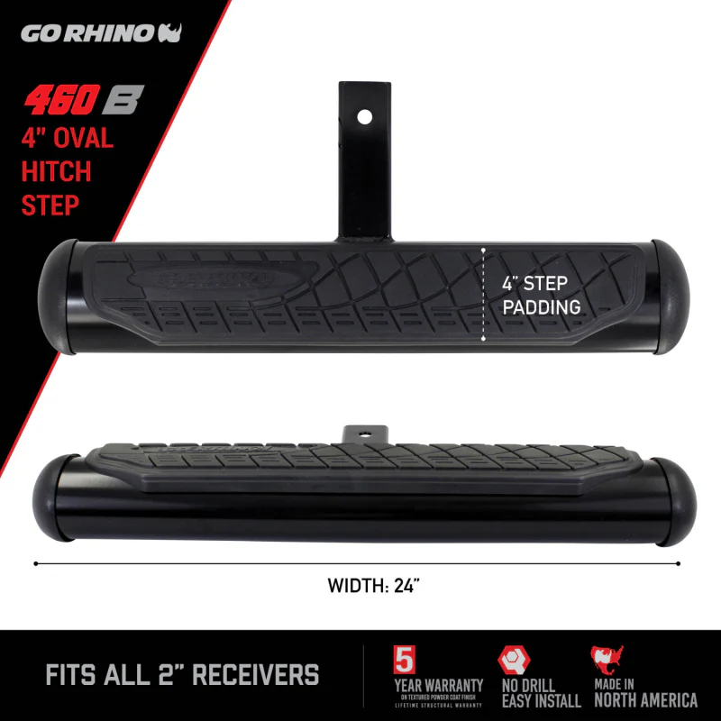 Go Rhino 4" Oval Hitch Step Black Model 460B - Image 4