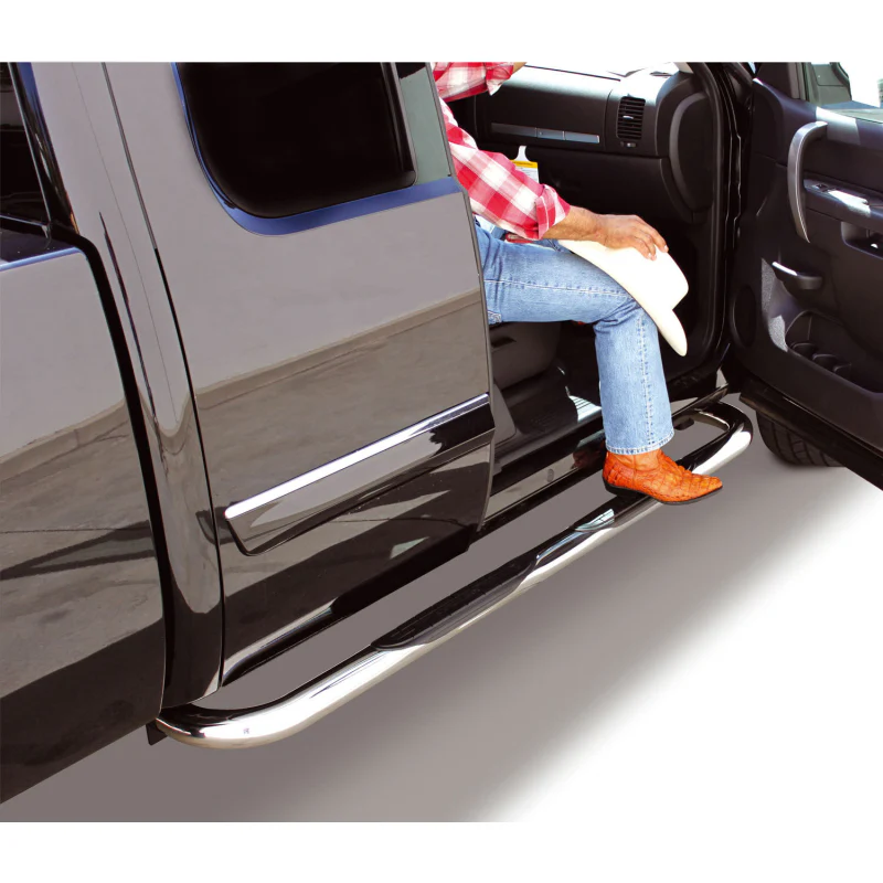 Go Rhino 4000 Series Step Nerf Bars with Mounting Brackets Kit Polished Stainless Steel Model 4156PS