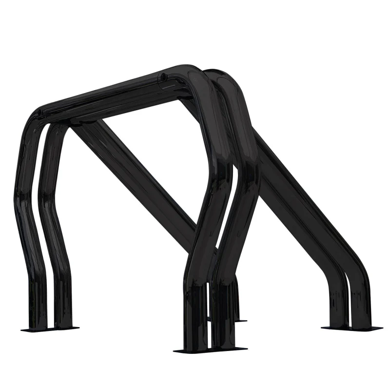 Go Rhino Bed Bars Complete Kit Double Bar/Double Kicker (Between wheel wells) Black Model 9809560DDB