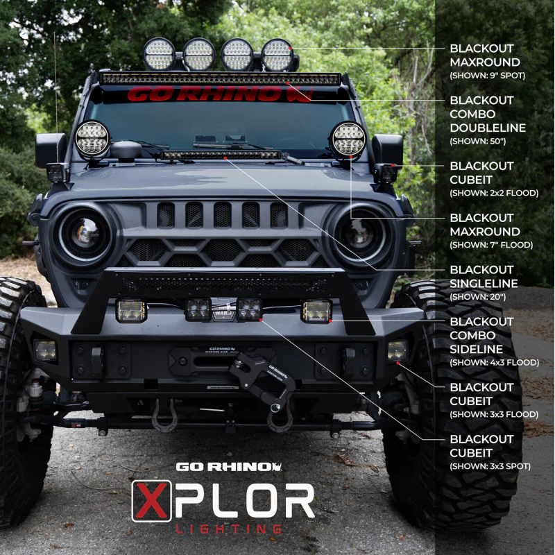 Go Rhino Blackout Series DOUBLELINE 40" Double Row Light Bar w/Amber LEDs Model 754004012CDS - Image 8