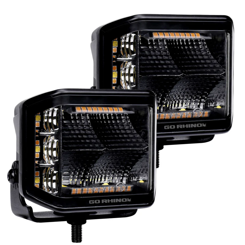 Go Rhino Blackout Series SIDELINE 4x3 LED Cube Flood Lights W/Amber LEDs Model 750700322FCS - Image 6