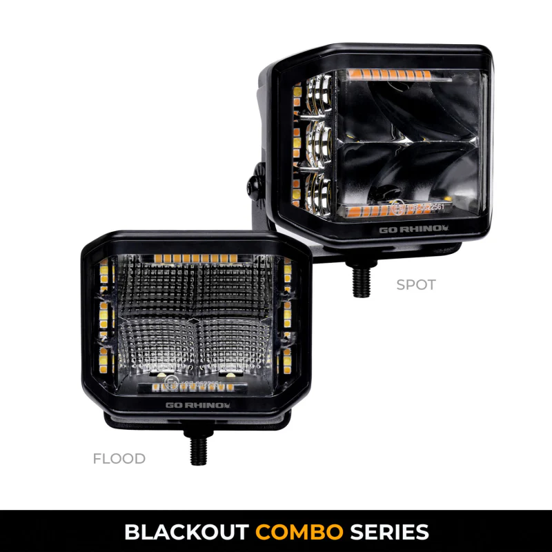 Go Rhino Blackout Series SIDELINE 4x3 LED Cube Spot Lights, W/Amber LED's Model 750700322SCS - Image 3