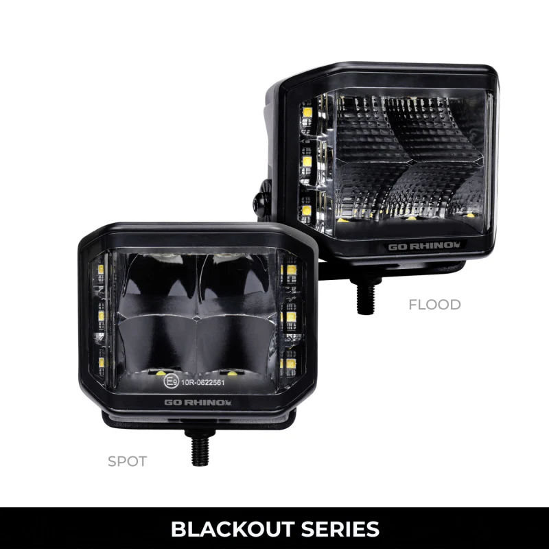 Go Rhino Blackout Series SIDELINE 4x3 LED Cube Spot Lights Without Amber LED's Model 750700321SCS - Image 2
