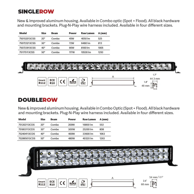 Go Rhino Bright Series 50" Double Row LED Light Bar Model 752885013CDS - Image 3