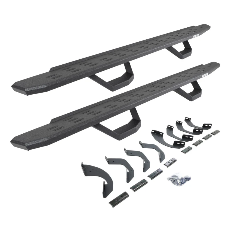 Go Rhino RB30 Running Boards with Brackets With 2 Pairs Drop Steps Kit Double Cab Model 6964358020T