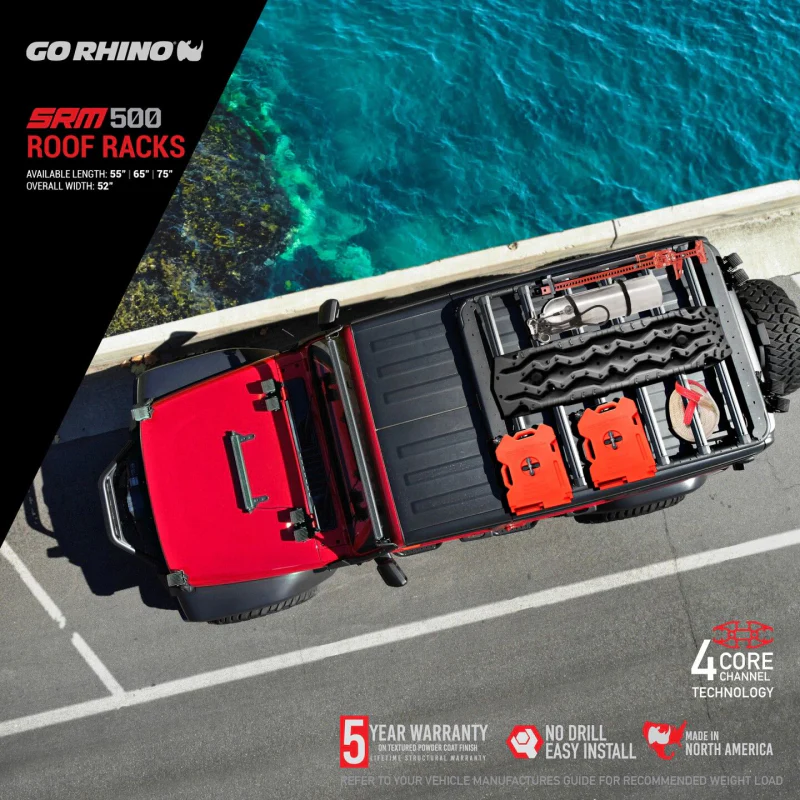 Go Rhino SRM500 55" Long x 52" Wide Flat Platform Roof Rack Model 5935055T - Image 8