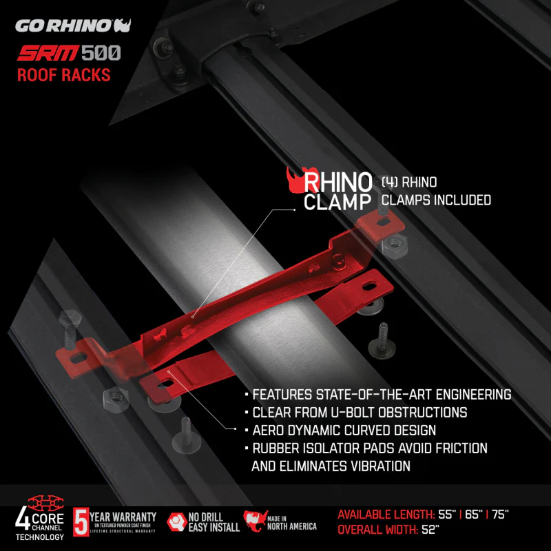 Go Rhino SRM500 Dual Rail Kit for 65" Long x 52" Wide Long Rack Rails only Model 5935061T - Image 6