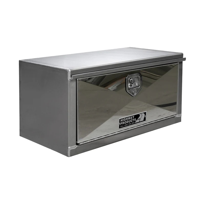 Highway Product 36 X 18 X 18 Underbody Box Smooth Aluminum Single Drop Door Box, 14Ga #8 Mirror Stainless Door Model 0112-010