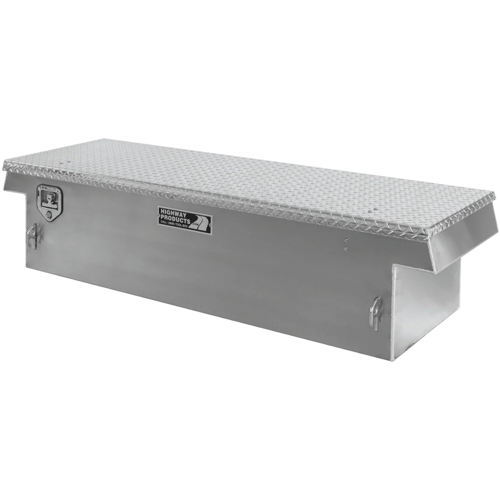 Highway Products 70 X 16 X 27 Crossover Tool Box With Smooth Aluminum Base Diamond Plate Lid 3213-011