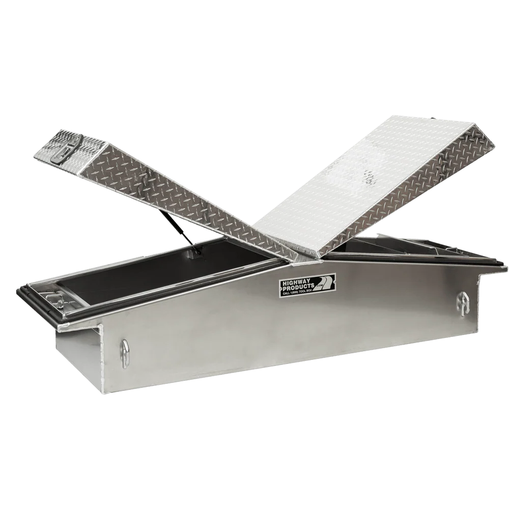 Highway Products 71 X 16 X 23 Gull Wing Crossover Tool Box With Smooth Aluminum Base Diamond Plate Lid 3412-015