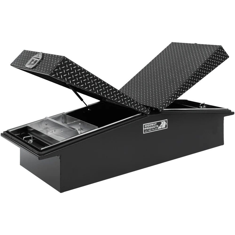 Highway Products 71 X 16 X 23 Gull Wing Crossover Tool Box With Smooth Black Base Leopard Lid **No Boweyes 3412-005-BK62S