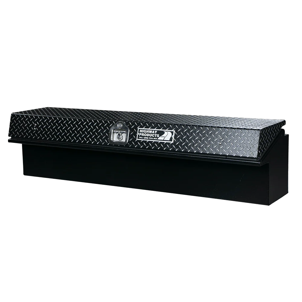 Highway Products 90 X 16 X 16 Driver Side Side Mount Tool Box With Smooth Black Base Black Diamond Plate Lid 3712-005-BK62-ALL