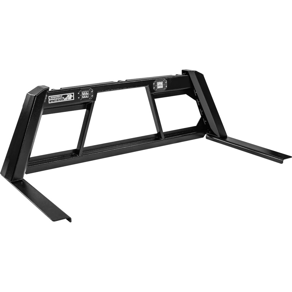 Highway Products Guardian Headache Rack Hd Open Post Smooth Black Upright Smooth Black Center Size 5 4011-044-BK62