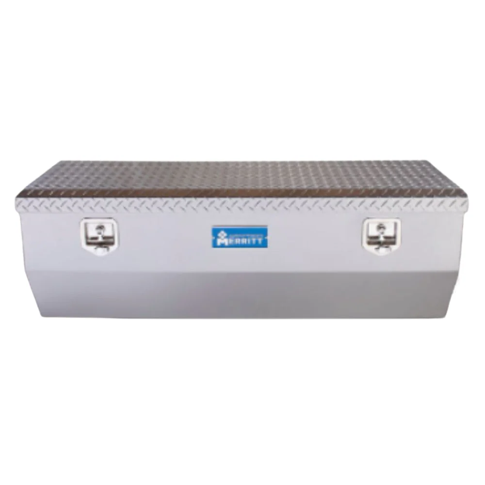Merritt Chest Tool Box 19"H x 20"D x 47"L Tapered Front Gloss Aluminum Smooth Aluminum Box Diamond Plate Lid Full Size and Mid Size Trucks Model 710416-122