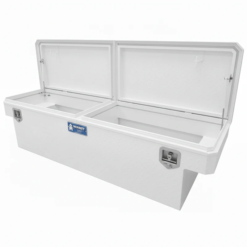 Merritt Crossover Tool Box Extra Deep 16"H x 20"D x 60"L Diamond Plate White Double Lid Mid Size Trucks Model 710212-115