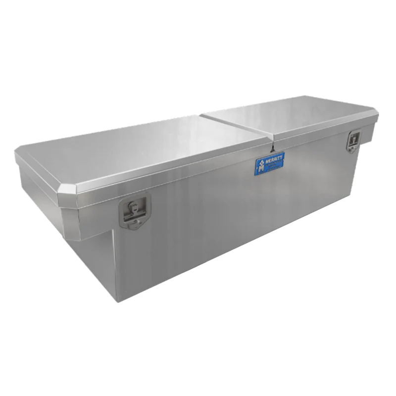 Merritt Crossover Tool Box Extra Deep 16"H x 20"D x 60"L Smooth Aluminum Bare Metal Double Lid Mid Size Trucks Model 710212-221