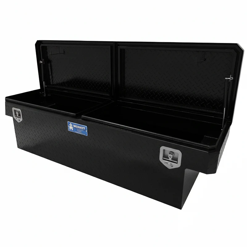 Merritt Crossover Tool Box Extra Deep 19"H x 20"D x 70"L Diamond Plate Gloss Black Double Lid Full Size Trucks Model 710210-113