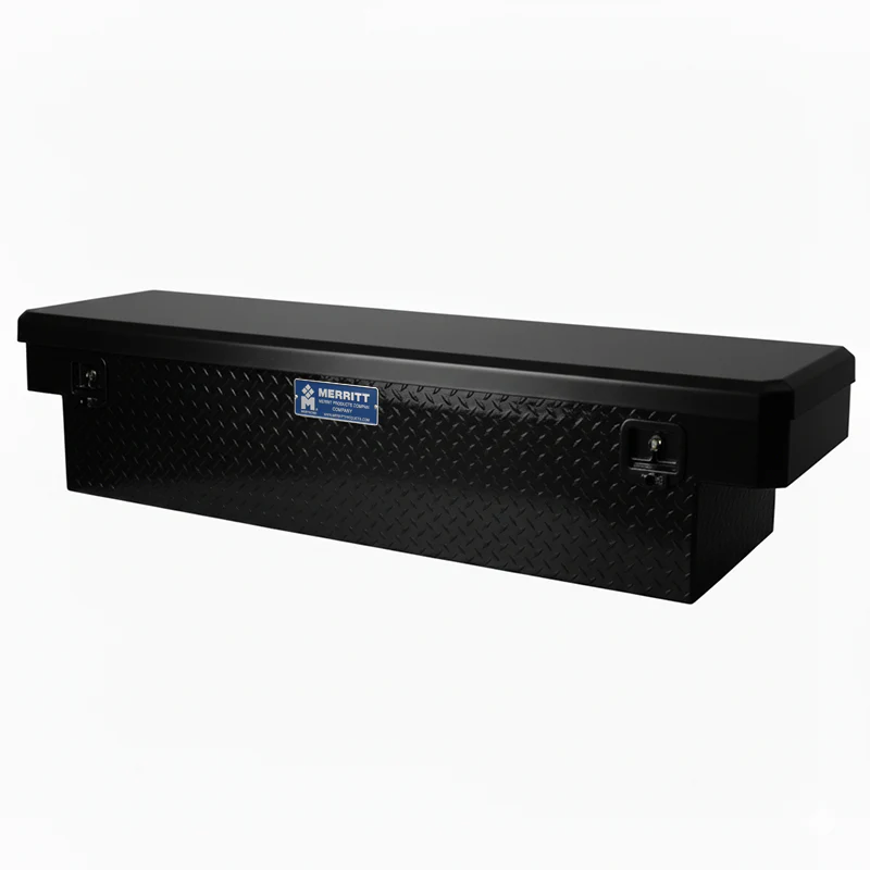 Merritt Crossover Tool Box Extra Wide 16"H x 26"D x 70"L Diamond Plate Satin Black Single Lid Full Size Trucks Model 710111-114