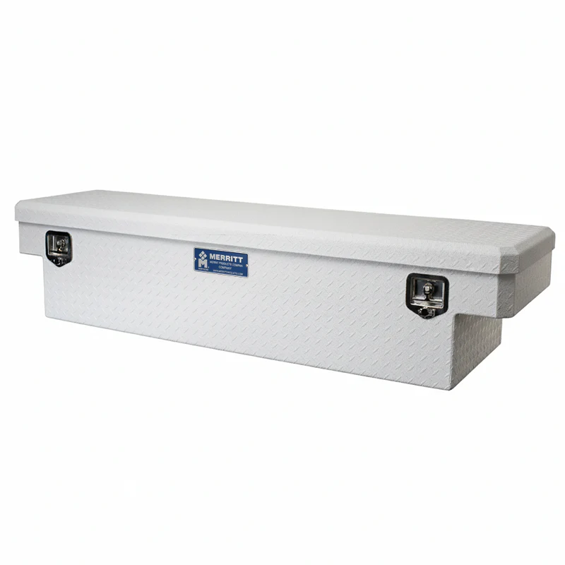 Merritt Crossover Tool Box Standard Depth 14"H x 20"D x 60"L Diamond Plate White Single Lid Mid Size Trucks Model 710113-115